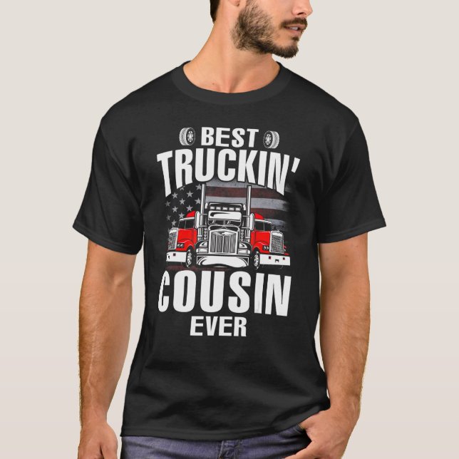 Camiseta Best Truckin' COUSIN Ever USA Flag Father's Day (Anverso)