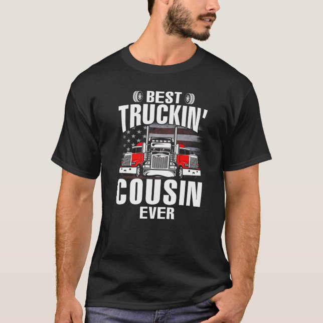 Camiseta Best Truckin' COUSIN Ever USA Flag Father's Day   (Anverso)