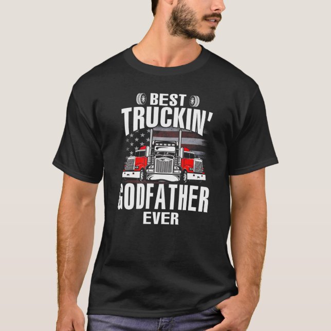 Camiseta Best Truckin' GODFATHER Ever USA Flag Father's Day (Anverso)