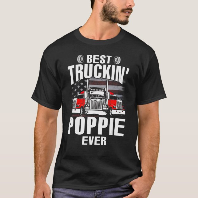 Camiseta Best Truckin' POPPIE Ever USA Flag Father's Day (Anverso)