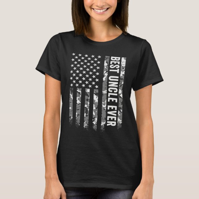 Camiseta Best Uncle Ever American Flag Camo Veteran Patriot (Anverso)