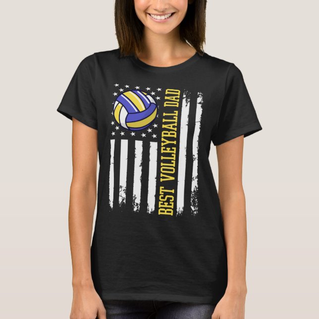 Camiseta Best Volleyball Dad Volleyball Daddy US Flag (Anverso)