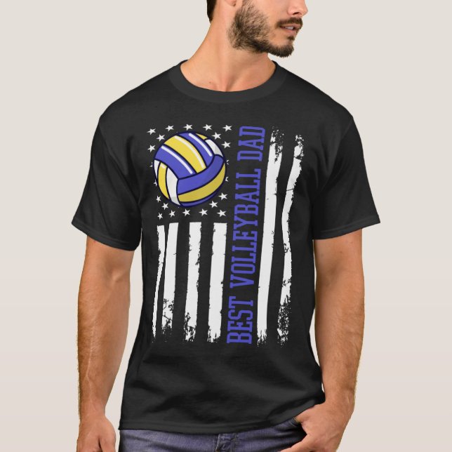 Camiseta Best Volleyball Dad Volleyball Daddy US Flag (Anverso)