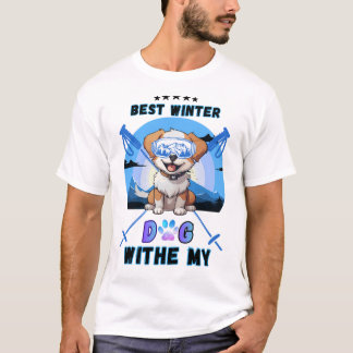 Camiseta Best-Winter-With My-Dog-Cute Skiing-Puppy-Snowboar