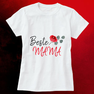 Camiseta Beste Mama Red Rose acuarela Día de la Madre