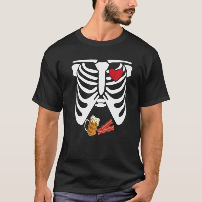 Camiseta Bestia con embarazo de Skeleton Bacon Xray Hallowe (Anverso)