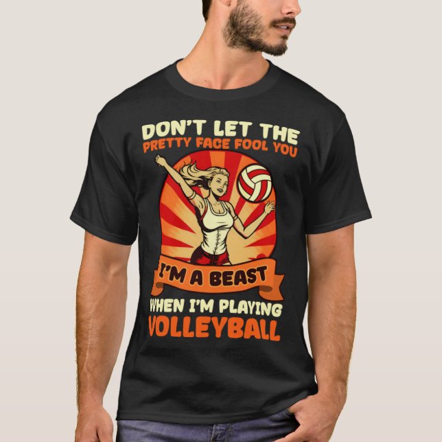 Camiseta Bestia Cuando Juega Voleibol Jugador de Voleibol (Anverso)