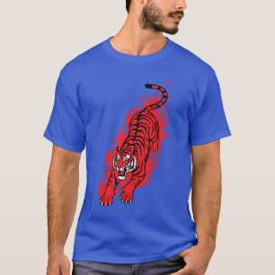 Camiseta Bestia de Fuego Feroz Tigre Rojo Llamarad