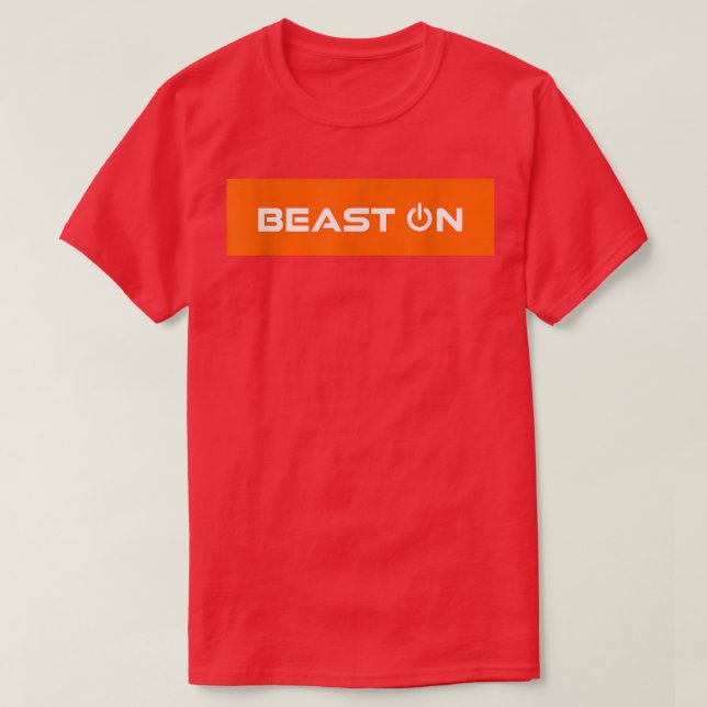 Camiseta Bestia En Naranja Rectángulo Gimnasio Fitness S (Diseño del anverso)