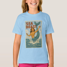Camiseta Bestia Marina Sirena Retro | Divertida Vida Coster