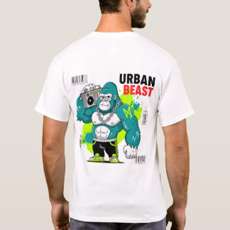 Camiseta Bestia Urbana - Gorila con caja de boom y cadenas