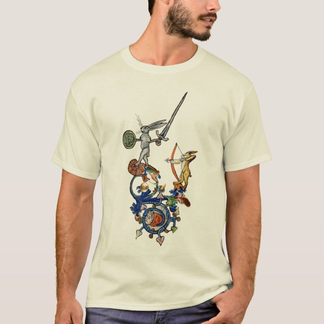 Camiseta BESTIARIO MEDIEVAL EXTRAÑO,Conejos asesinos con es (Anverso)