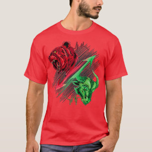 Camiseta bestias y alzas en la ciencia del mercado de valor