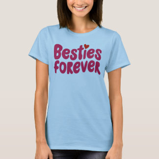 Camiseta Besties para siempre texto rosa con símbolo del co