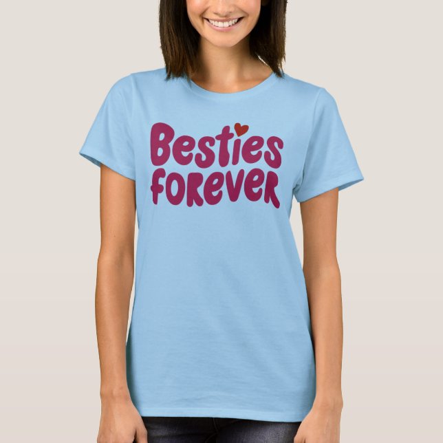 Camiseta Besties para siempre texto rosa con símbolo del co (Anverso)