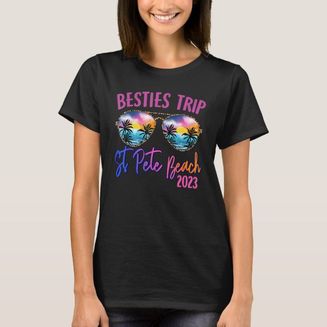 Camiseta Besties Viaje Playa St Pete 2023 Gafas de sol Vera (Anverso)