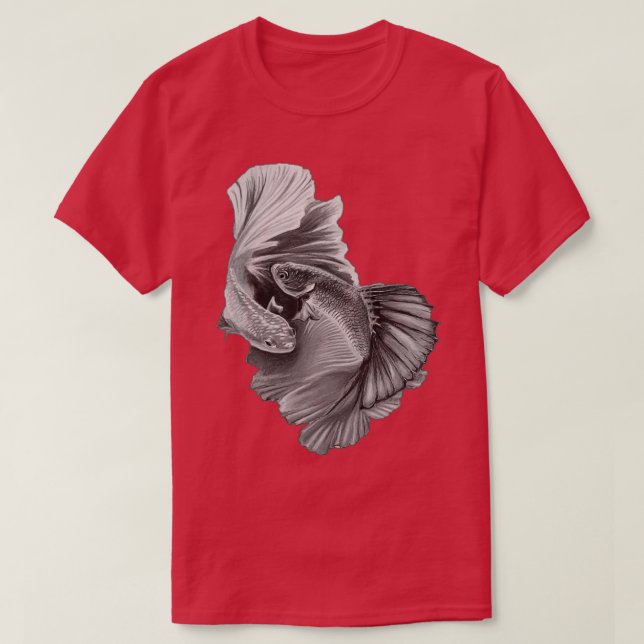 Camiseta Beta Fish Yin Yang BampW (Diseño del anverso)