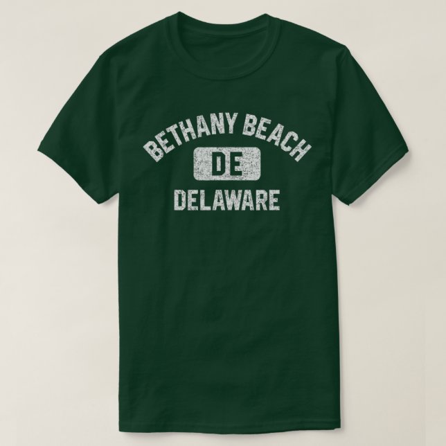 Camiseta Bethany Beach DE Delaware Gym Style Malestada Whi (Diseño del anverso)