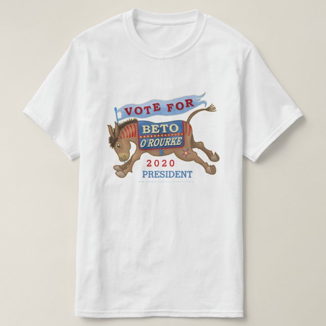 Camiseta Beto O'Rourke para el presidente Donkey 2020 (Diseño del anverso)
