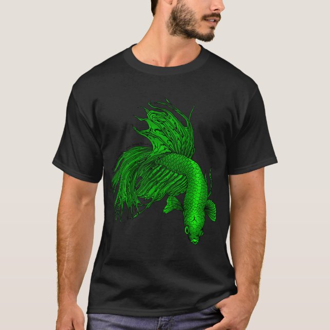 Camiseta Betta de cola de corona verde (Anverso)