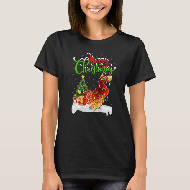 Camiseta Betta Fish  Xmas Decorations Santa Betta Fish Chri (Anverso)