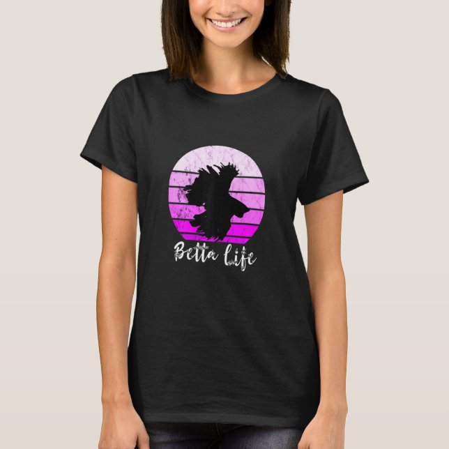 Camiseta Betta Life Siamese Fighing Fish Retro Sunset Sple (Anverso)