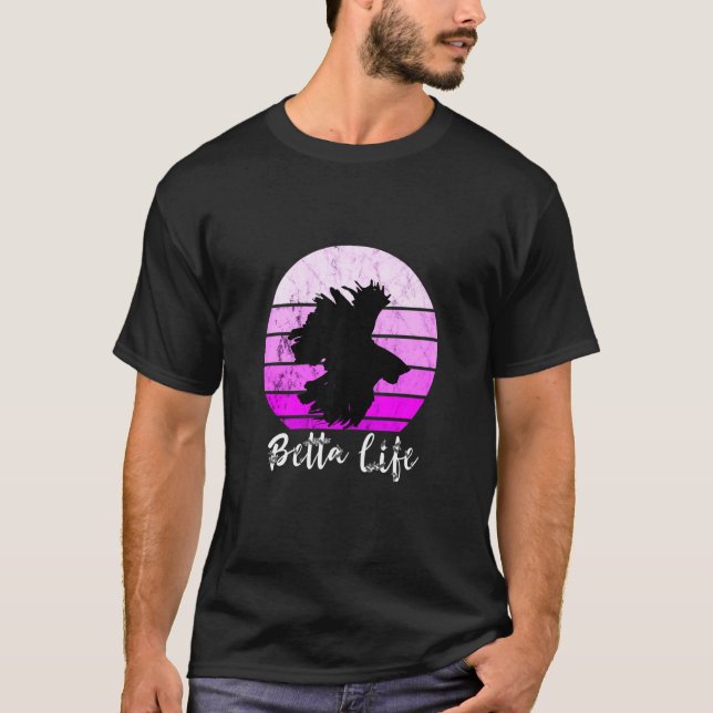 Camiseta Betta Life Siamese Fighing Fish Retro Sunset Sple (Anverso)