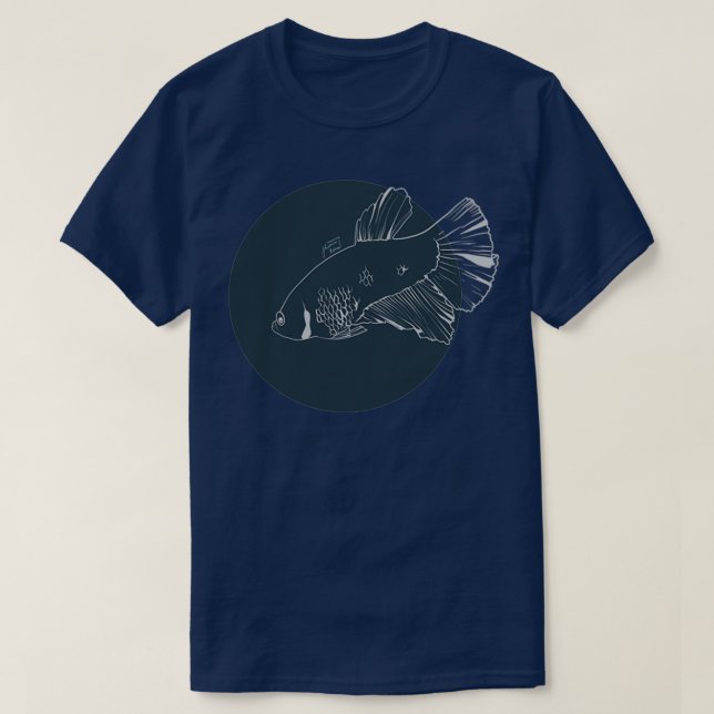 Camiseta Betta splendens luna halfmoon azul (Diseño del anverso)