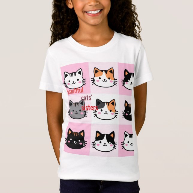 Camiseta beutiful cats sisters (Anverso)