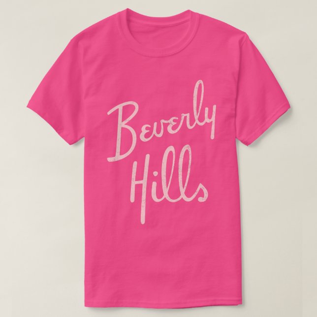 Camiseta Beverly Hills rosa vintage (Diseño del anverso)