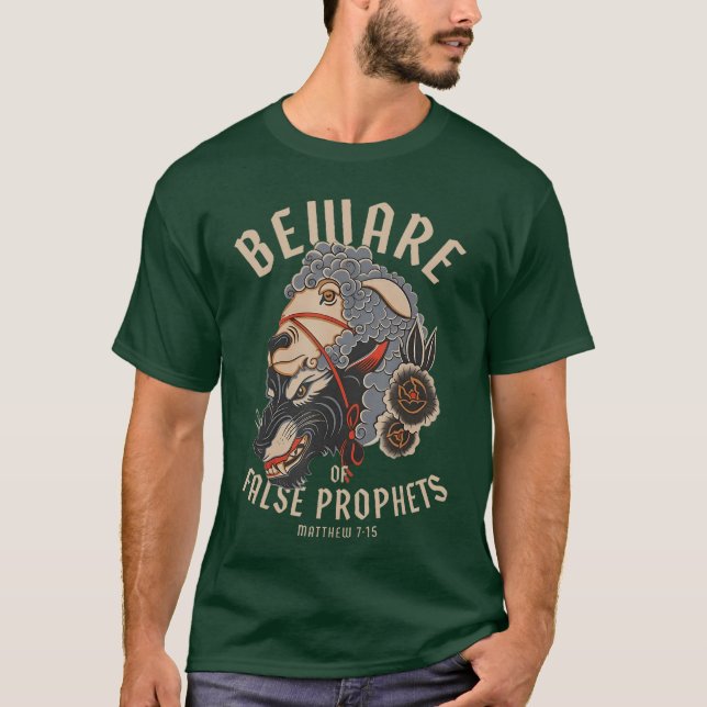 Camiseta Beware False Prophets Christian Sheep Wolf gift fr (Anverso)