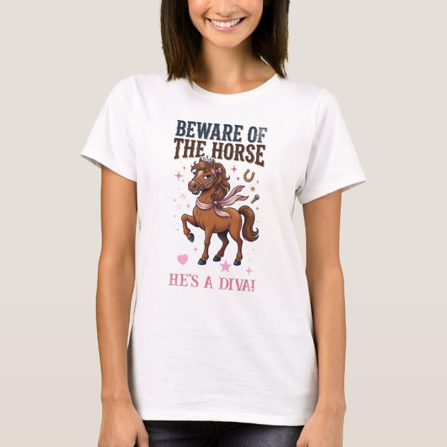 Camiseta Beware of the Horse funny rider barn life humor  (Anverso)