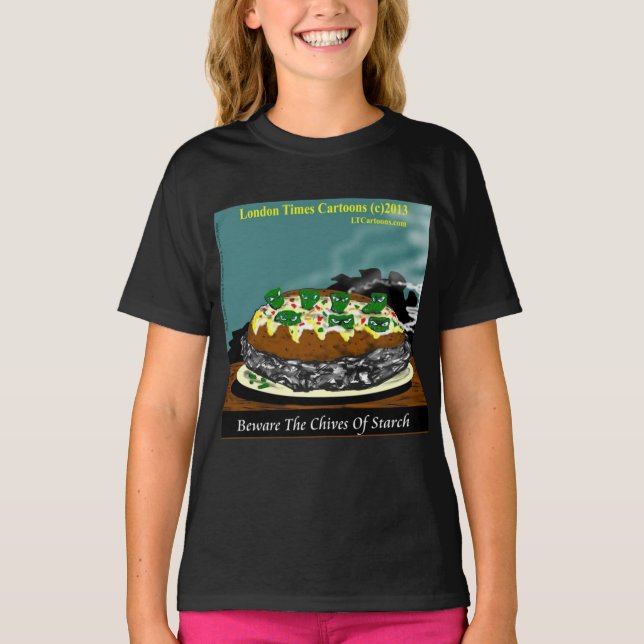 Camiseta Beware the Chives of Starch – Funny Foodie Cartoon (Anverso)