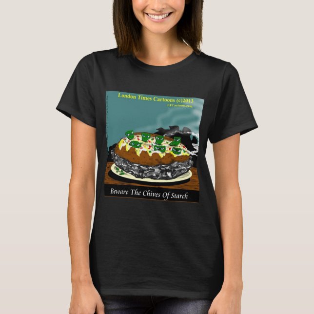 Camiseta Beware the Chives of Starch – Funny Foodie Cartoon (Anverso)