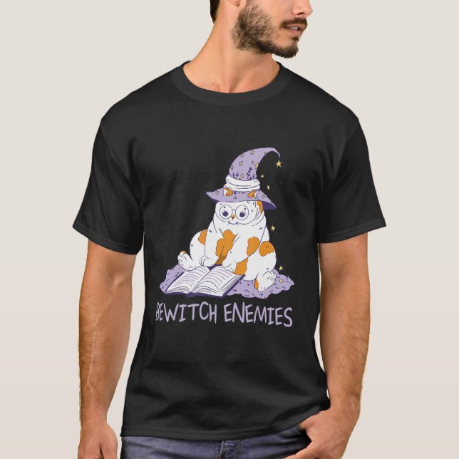 Camiseta Bewitch Enemies  Magic Cat Witch Saying Witchcraft (Anverso)