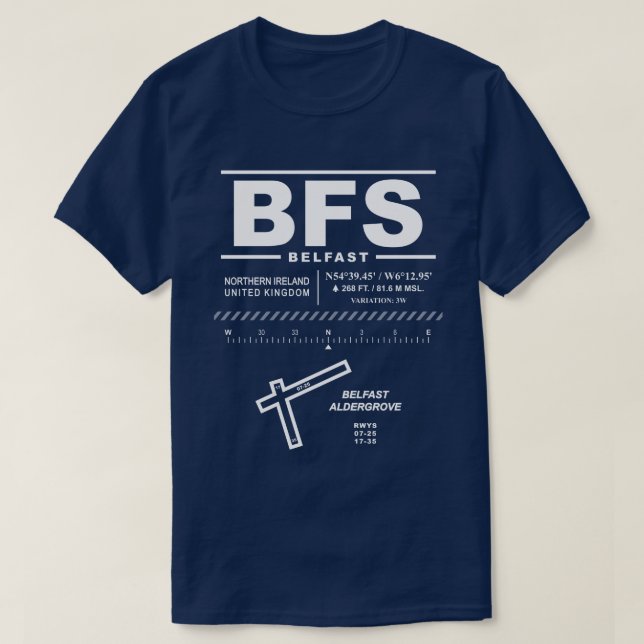 Camiseta BFS T-Shirt del Aeropuerto Internacional de Belfas (Diseño del anverso)