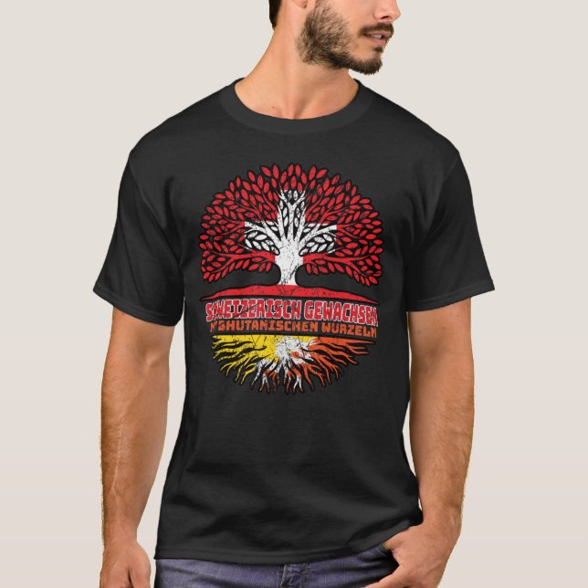 Camiseta Bhutan Bhutanisch Schweizer Schweiz Baum Wurzel (Anverso)