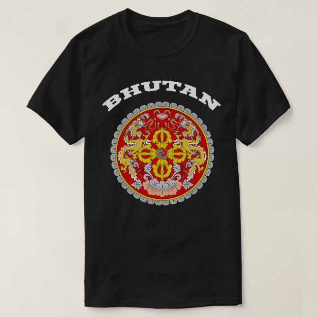 Camiseta Bhutan Coat of Arms Souvenir Gift Flag Bhutanese  (Diseño del anverso)