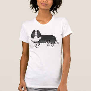 Camiseta Bi-Black Shetland Sheepdog Cute Cartoon Dog