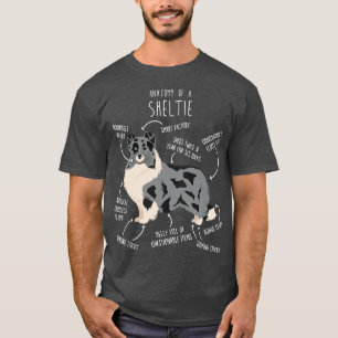 Camiseta Bi Blue Sheltie Shetland Sheepdog Anatomía