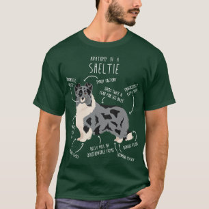 Camiseta Bi Blue Sheltie Shetland Sheepdog Anatomía