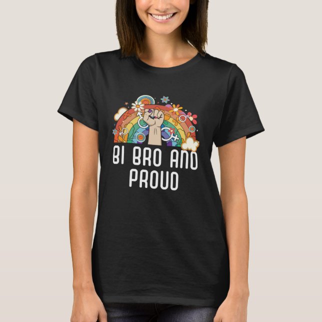 Camiseta Bi Bro And Proud Bisexual Rainbow Pride Bisexualit (Anverso)