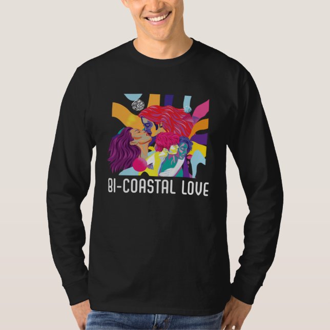 Camiseta Bi Coastal Love Bisexual Rainbow Pride Bisexuality (Anverso)