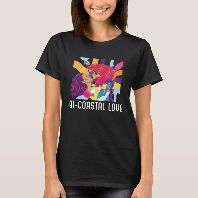 Camiseta Bi Coastal Love Bisexual Rainbow Pride Bisexuality (Anverso)