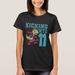 Camiseta Bi de un esqueleto de T-rex patinando de 11 años