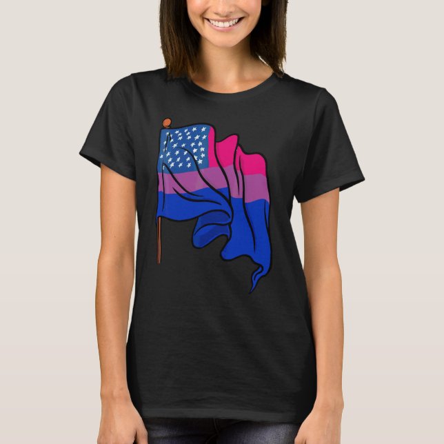 Camiseta Bi Orgullo Mes Bandera Estadounidense Bisexual Ban (Anverso)