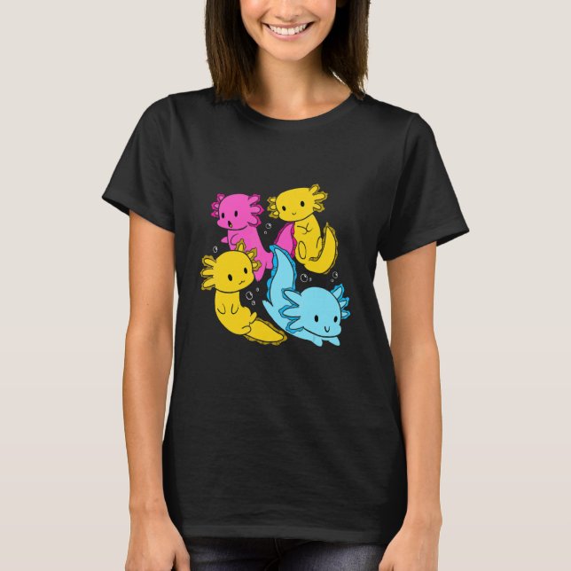Camiseta Bi Pansexual Pride Mexican Salamander Axolotl Pile (Anverso)