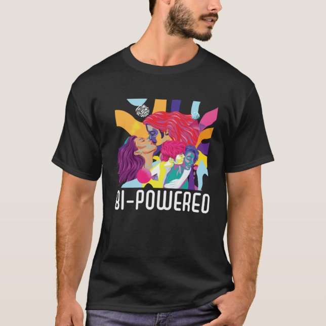 Camiseta Bi Powered Bisexual Rainbow Pride March Bisexualit (Anverso)