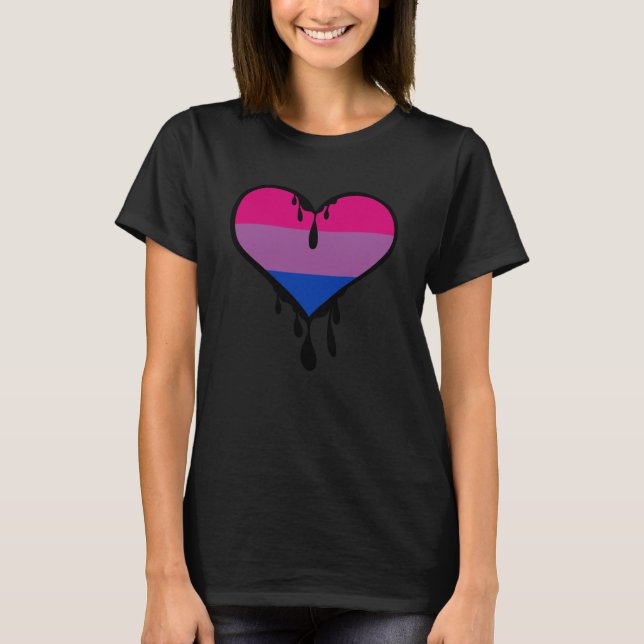 Camiseta Bi Pride Dripping Heart (Anverso)