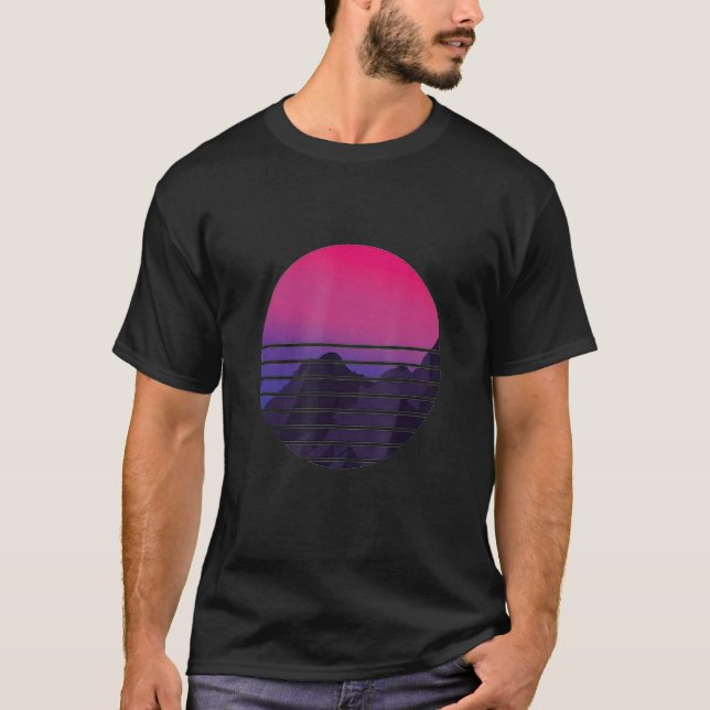 Camiseta Bi Pride LGBTQ Mes de orgullo bisexual retro ocaso (Anverso)